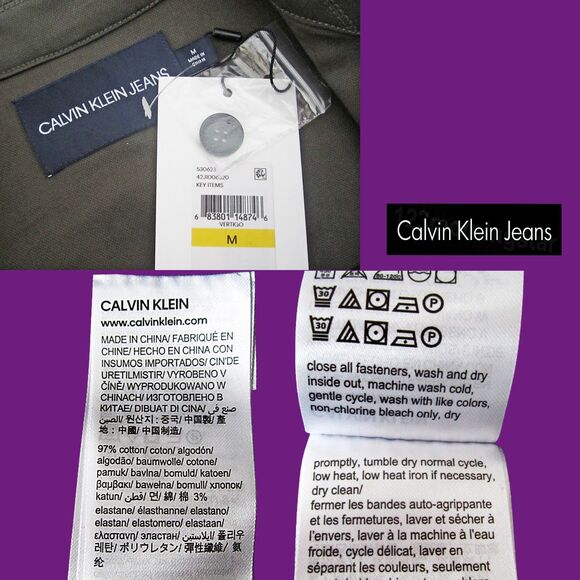 CALVIN KLEIN JEANS NEW Dark Academia VERTIGO Khaki Green Cargo Jacket M - Picture 5 of 12